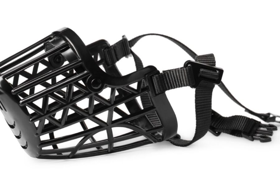 Black,Plastic,Dog,Muzzle,Isolated,On,White